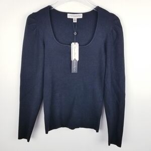 Catherine Malandrino Black Ribbed Scoopneck Top NWT size Medium